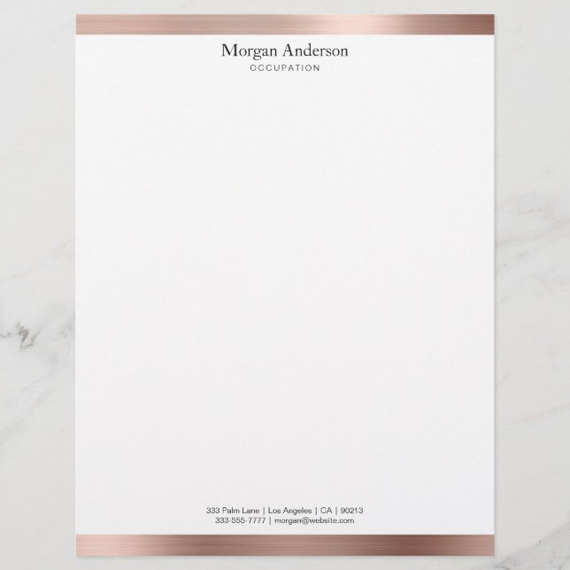 En-tête De Lettre Faux Rose Gold Metal, Black Name Info (Devant)