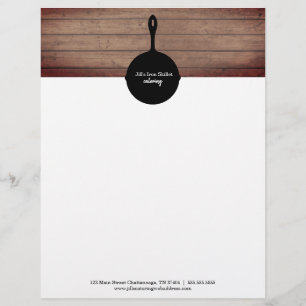 En-tête De Lettre Fer Skillet Rustique Bois Restaurant Restauration