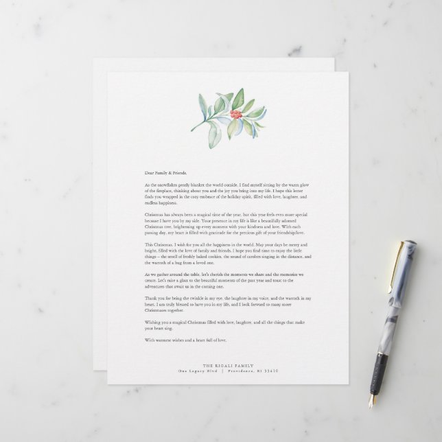 En-tête De Lettre Festive Joyeux Noël Lettres Modèle (Devant/Arrière en situation)