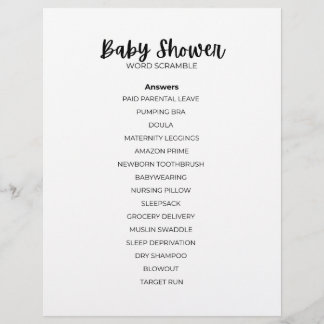 En-tête De Lettre Feuille de réponses du jeu de mots mêlés pour Baby