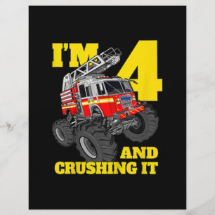 En-tête De Lettre Fire Truck 4e Birthday Boy 4 Firefighter Poison