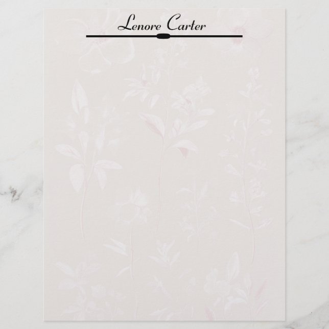 En-tête De Lettre Fleurs blanches sur Taupe personnalisées (Devant)