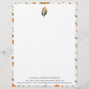 En-tête De Lettre Fleurs champêtres de verdure simple Monogramme