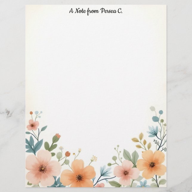 En-tête De Lettre Fleurs d'or et d'ivoire (Devant)