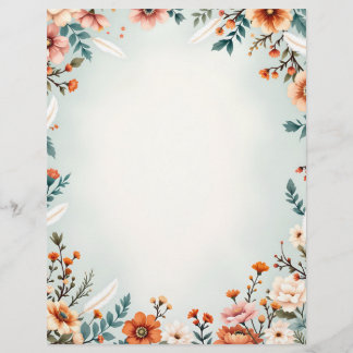 En-tête De Lettre Fleurs et plumes blanches