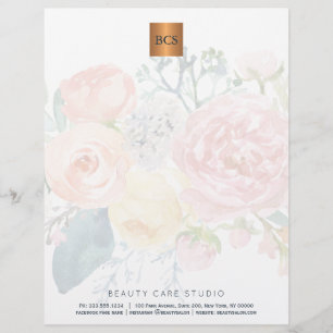 En-tête De Lettre Floral élégant or métallique cuivre monogrammé