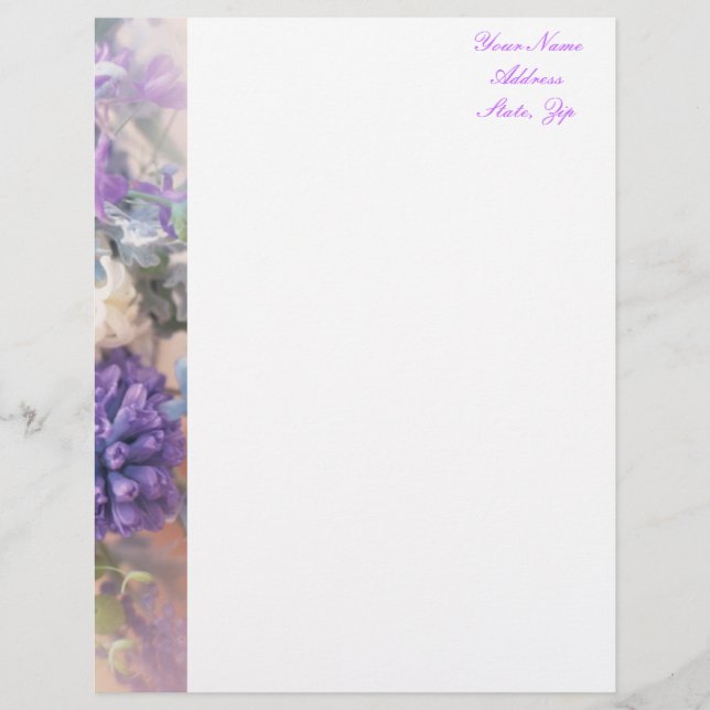 En-tête de lettre floral pourpre (Devant)