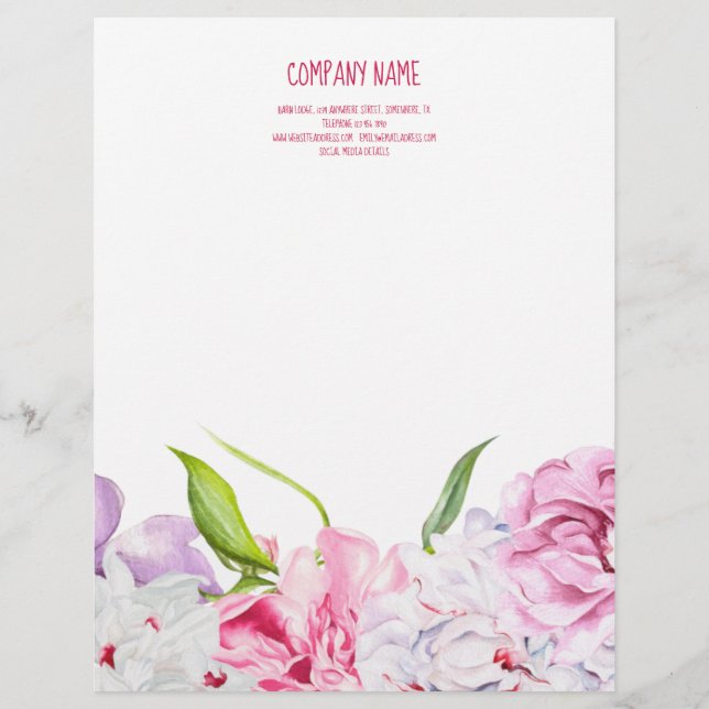 En-tête De Lettre Flore rose moderne (Devant)