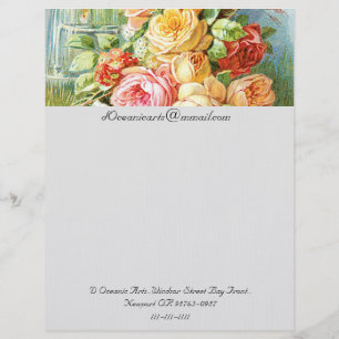 En-tête De Lettre Floride Eau Cologne avec Roses de chou
