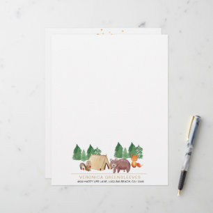 En-tête De Lettre Forêt rustique mignonne Forêt Boisé Animal