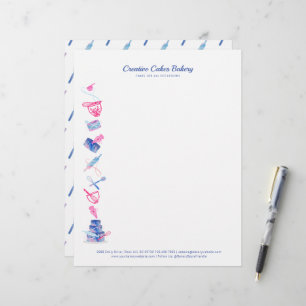 En-tête De Lettre Fun Pink & Blue Bakery Cake Shop Outils de cuisson