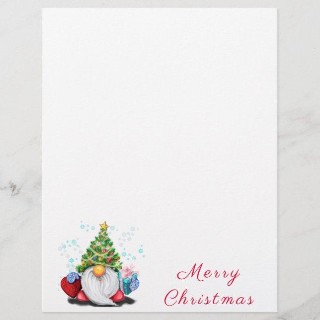 En-tête De Lettre Gnome de Noël avec en-tête cadeau (Devant)