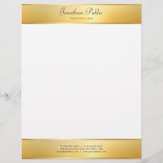 En-tête De Lettre Gold Look Modern Elegant Calligraphy Texte Modèle (Devant)