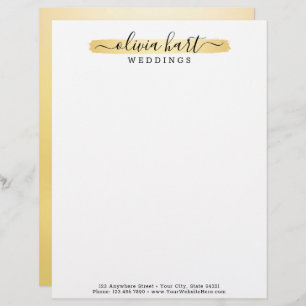En-tête De Lettre Gold Minimaliste Paint Swash Custom Logo Stylist