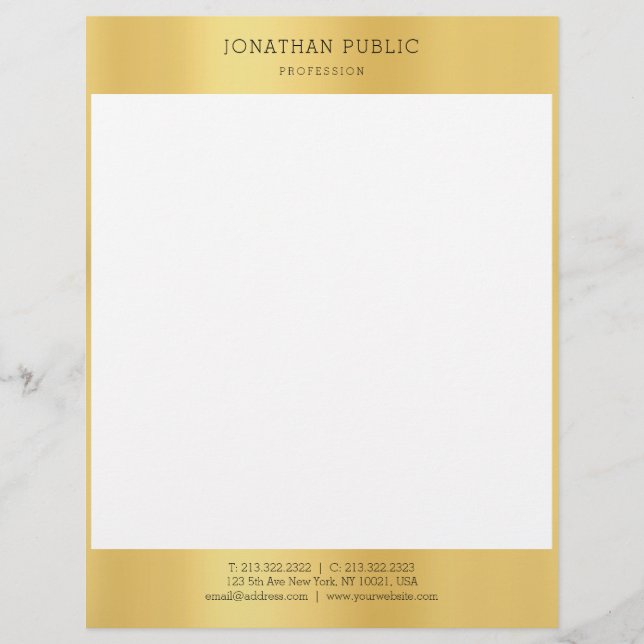 En-tête De Lettre Gold White Simple Moderne Modèle professionnel (Devant)