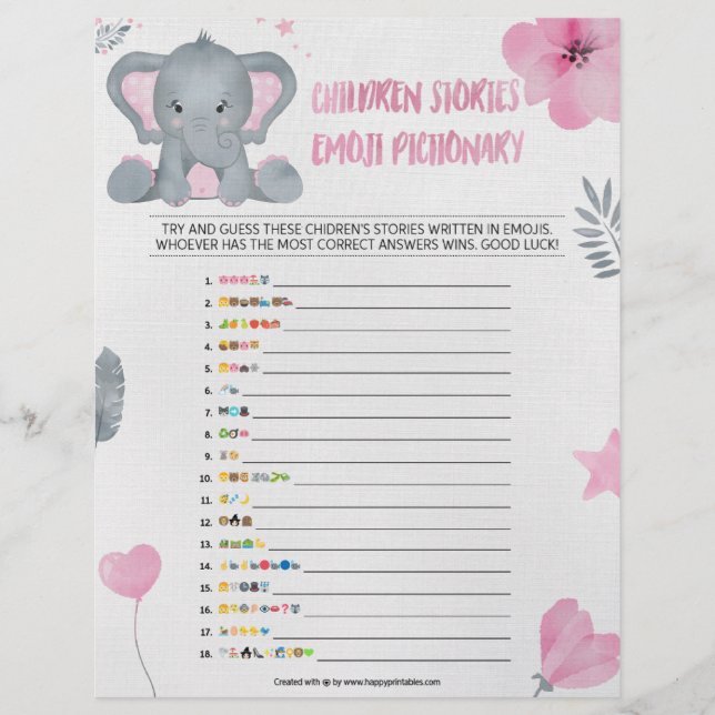En-tête De Lettre Histoire des enfants Emoji Pictionary [Baby Elepha (Devant)