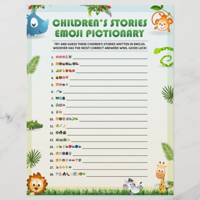 En-tête De Lettre Histoire des enfants Emoji Pictionary [Thème anima (Devant)