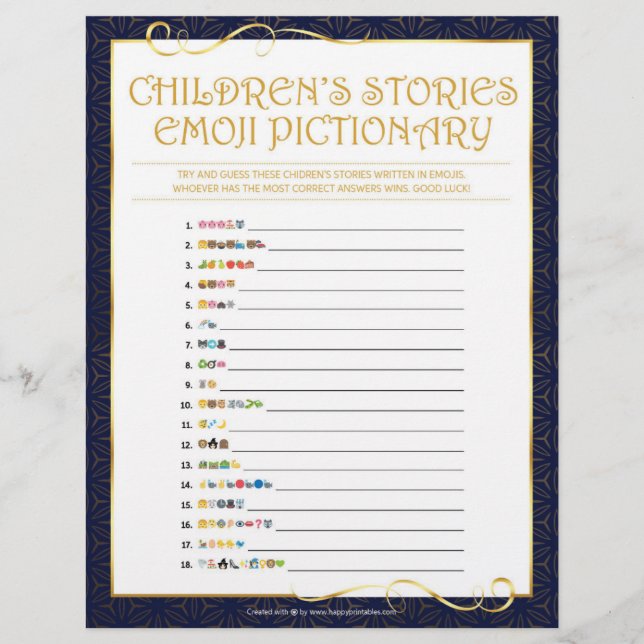 En-tête De Lettre Histoires d'enfants Emoji Pictionary [Bleu d'or] (Devant)