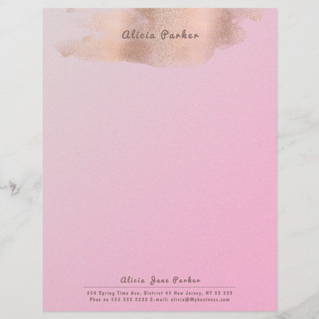 En-tête De Lettre Huile de cuivre or rose Glam | Beauticien (Devant)