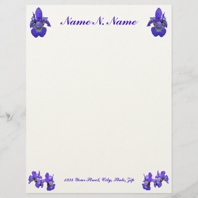 En-tête de lettre iris de Sibérie (Devant)