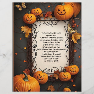 En-tête De Lettre Jack O'Lanterns et Butterflies Halloween Party