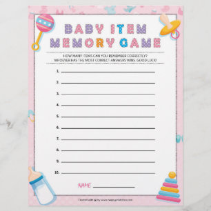 En-tête De Lettre Jeu de mémoire pour bébé [Bébé Basiques rose]