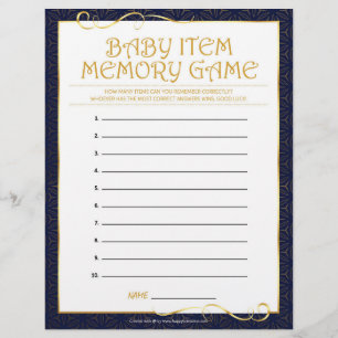 En-tête De Lettre Jeu de mémoire pour bébé [Bleu doré]