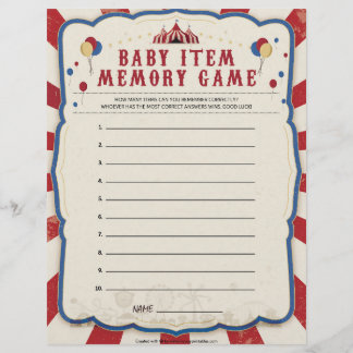 En-tête De Lettre Jeu de mémoire pour bébé [Thème de cirque]