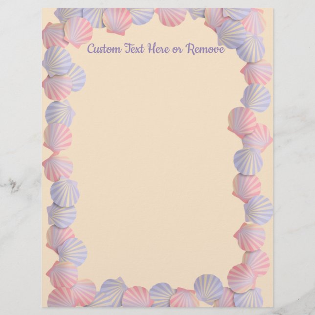 En-tête De Lettre Joli Pastel Ocean Beach Seashings rose Blue (Devant)