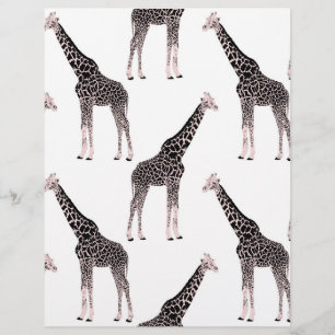 En-tête De Lettre Jolie Giraffe noire blanche rose