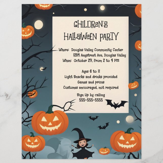 En-tête De Lettre Jolie invitation Halloween pour la fête des enfant (Devant)