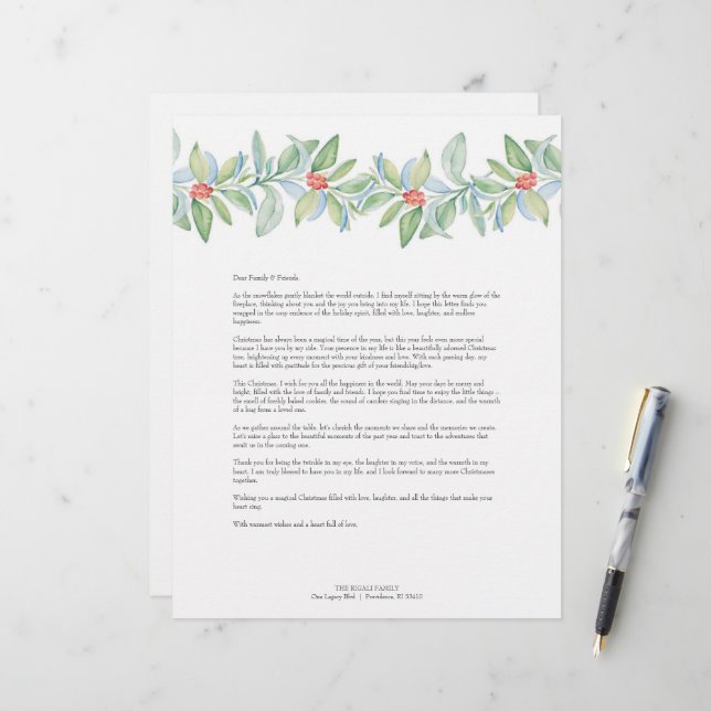 En-tête De Lettre Joyeux Modèle de lettres de Noël (Devant/Arrière en situation)