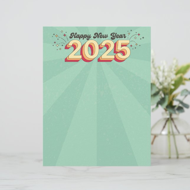 En-tête De Lettre Joyeux Nouvel An 2025 vacances rétro fun texte (Debout devant)