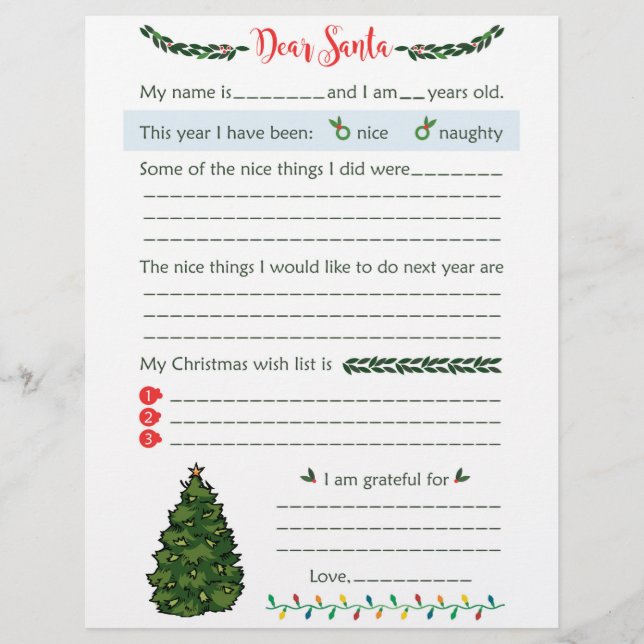 En-tête De Lettre Kids Cher Père Noël Lettres (Devant)