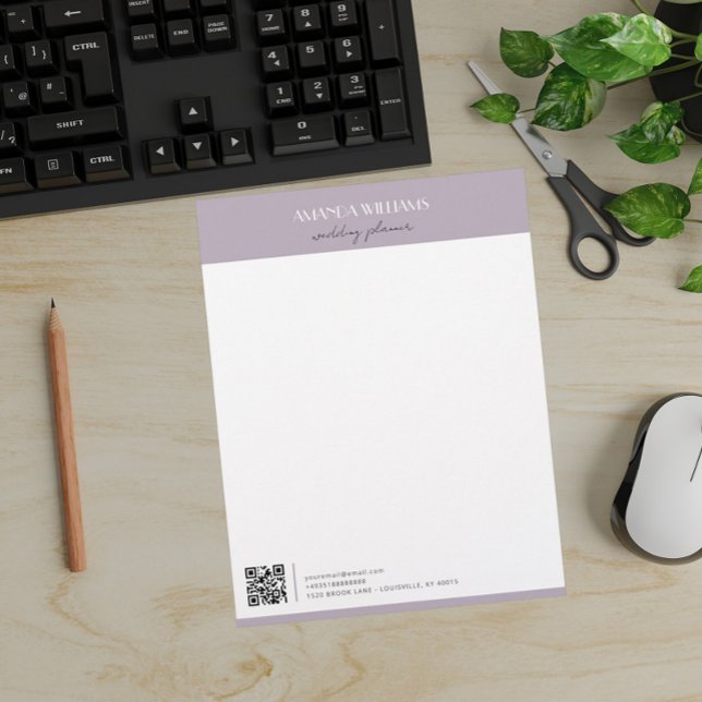En-tête De Lettre Lavande de code QR professionnelle classique (Créateur téléchargé)