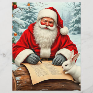 En-tête De Lettre Le Père Noël écrit une lettre dans une forêt de ne