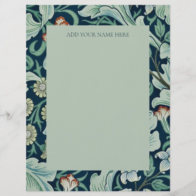EN-TÊTE DE LETTRE LETTERHEAD : WILLIAM MORRIS : FLORAL (Devant)