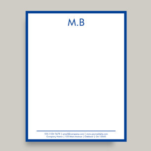 En-tête De Lettre Lettre d'affaires Monogramme de bordure bleue mode