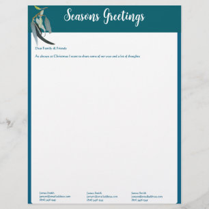 En-tête De Lettre Lettre de Noël Bleu sarcelle et Vert avec Photos