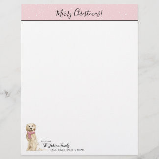 En-tête De Lettre Lettre de Noël de vacances de chien de golden