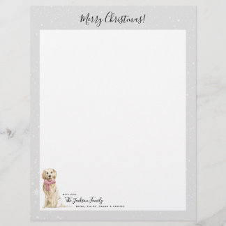 En-tête De Lettre Lettre de Noël de vacances de chien de golden