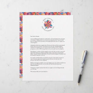 En-tête De Lettre Lettre de Noël Poinsettia aquarelle unique