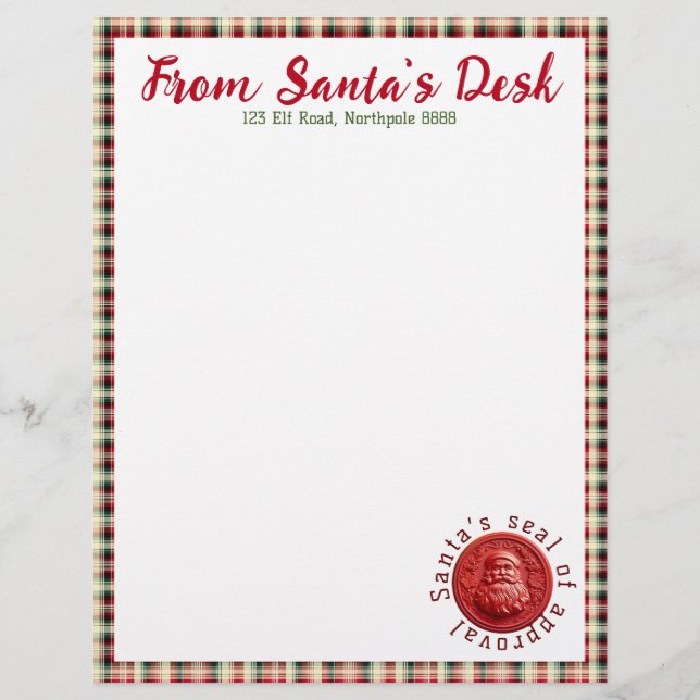 En-tête De Lettre Lettre de Père Noël avec phoque (Devant)