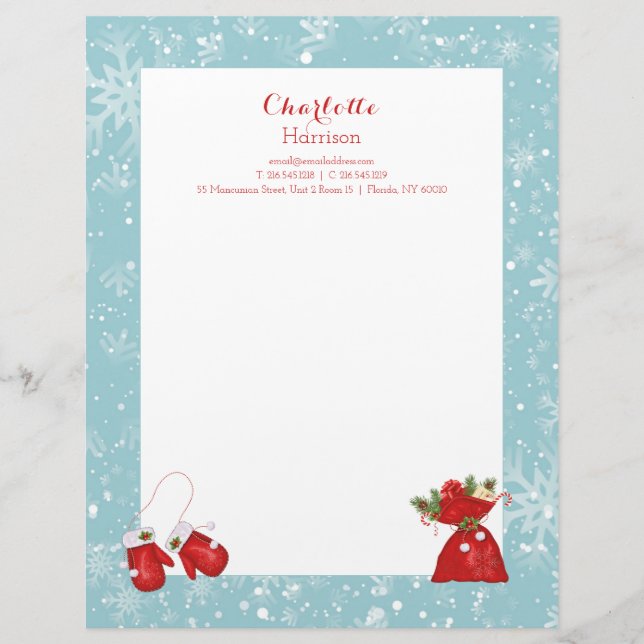 En-tête De Lettre Lettres de Noël Traditionnel Festive Personnalisé (Devant)