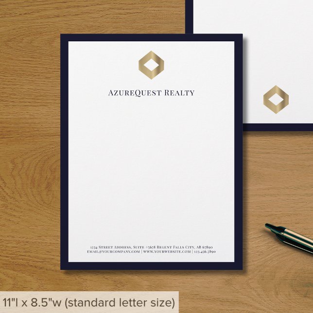 En-tête De Lettre Logo d'affaires Moderne Luxe Marine Bordure (Créateur téléchargé)