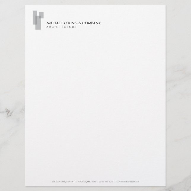En-tête De Lettre Logo de blocs architecturaux modernes Gris/Blanc (Devant)