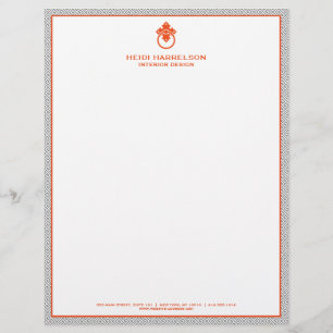 En-tête De Lettre Logo de porte vintage Knocker Bordure gris/orange