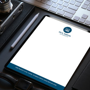 En-tête De Lettre Logo d'entreprise bleu et blanc simple