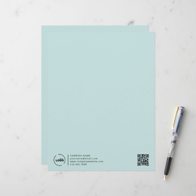 En-tête De Lettre Logo d'entreprise moderne QR Code léger Turquoise (Devant/Arrière en situation)