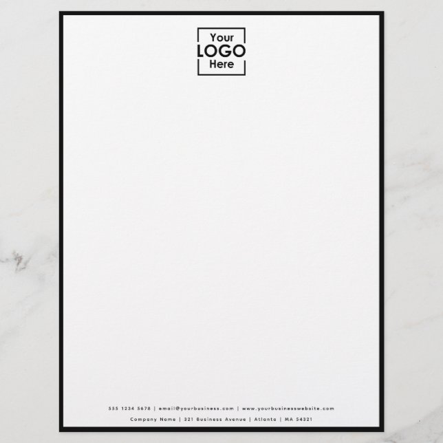 En-tête De Lettre Logo d'entreprise personnalisé simple Bordure noir (Devant)
